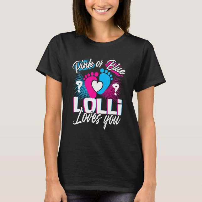 Rosa eller Blue Lolli Kärlek du Gender Visa Baby G T Shirt (Framsida)