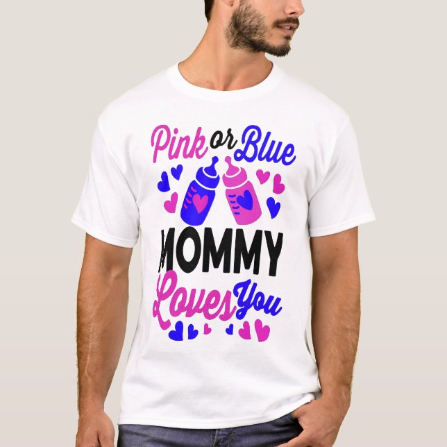 Rosa eller Blue MAMMA Kärlek | Baby Mamma Gift T Shirt (Framsida)