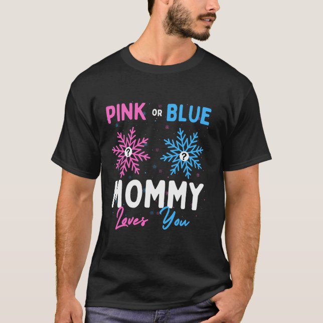 Rosa eller Blue Mamma Kärlek Du snöflake Baby Gend T Shirt (Framsida)