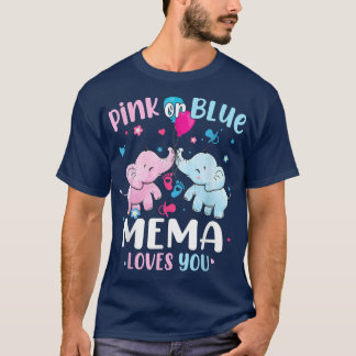 Rosa eller Blue Mema Kärlek Du Gender Visa elefant T Shirt