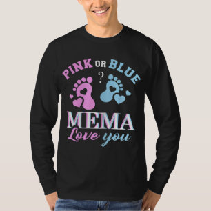 Rosa eller Blue Mema Kärlek You Baby Gender Reveal T Shirt