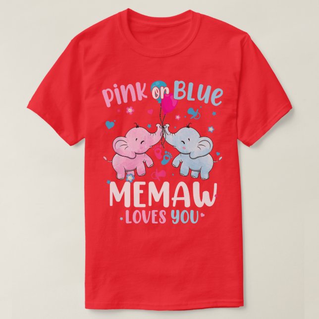 Rosa eller Blue Memaw Kärlek You Gender Reveal Ele T Shirt (Design framsida)