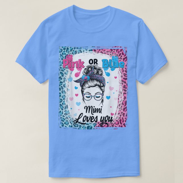Rosa eller Blue Mimi Messy Bun Bleached Gender Rev T Shirt (Design framsida)