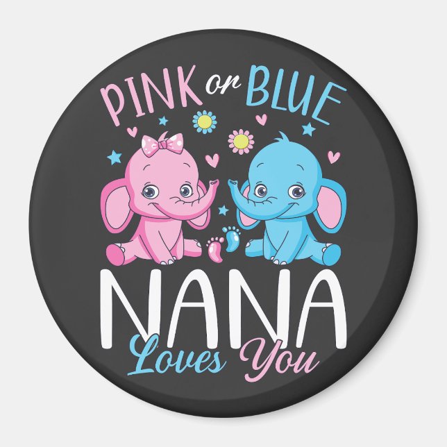 Rosa eller Blue Nana Kärlek du Elephant Baby Circl Magnet (Framsidan)