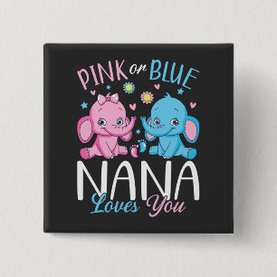 Rosa eller Blue Nana Kärlek du Elephant Baby Squar Knapp