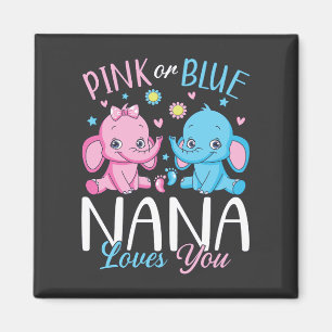 Rosa eller Blue Nana Kärlek du Elephant Baby Squar Magnet