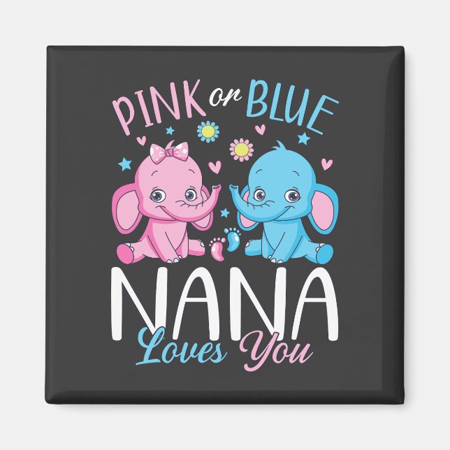 Rosa eller Blue Nana Kärlek du Elephant Baby Squar Magnet (Framsidan)