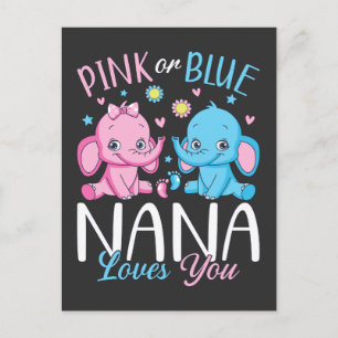 Rosa eller Blue Nana Kärlek du Elephant Baby Vykort