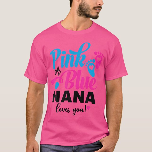 Rosa eller Blue Nana Kärlek du Gender Visa Baby An T Shirt (Framsida)