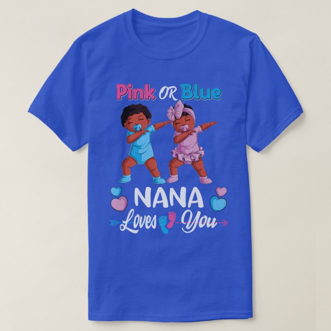 Rosa eller Blue Nana Kärlek You Black Baby Gender  T Shirt (Design framsida)