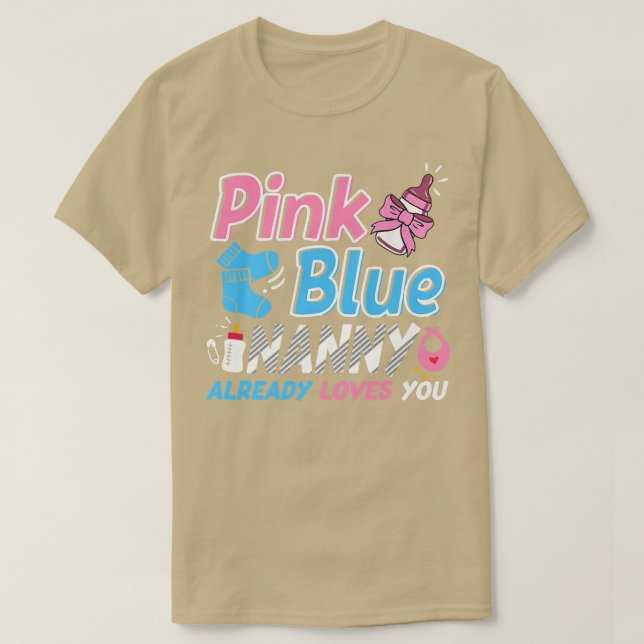 Rosa eller Blue Nanny Kärlek You Baby Gender Revea T Shirt (Design framsida)