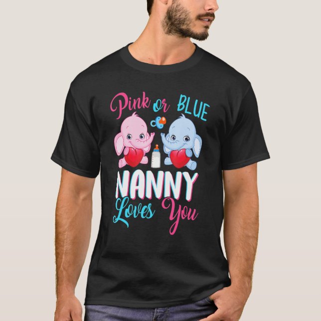 Rosa eller Blue Nanny Kärlek You Elephants Baby Ge T Shirt (Framsida)