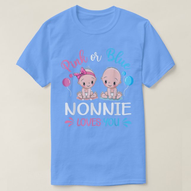 Rosa eller Blue Nonnie Kärlek You Funny Gender Rev T Shirt (Design framsida)