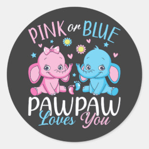 Rosa eller Blue Pawpaw Kärlek du Elephant Baby Runt Klistermärke
