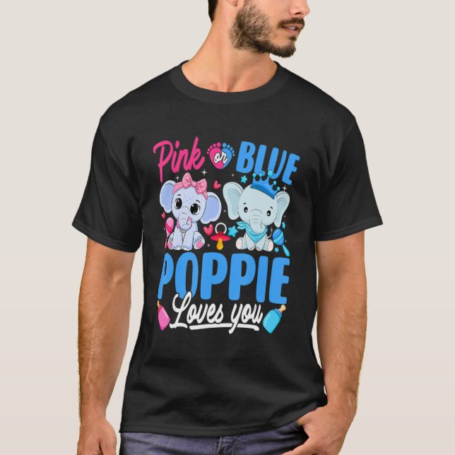 Rosa eller Blue Poppie Kärlek du Gender visar Elep T Shirt (Framsida)
