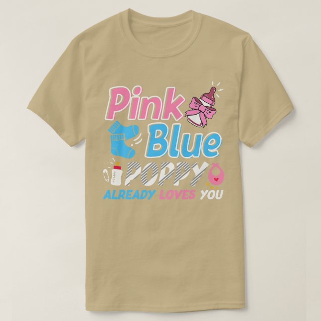Rosa eller Blue Poppy Kärlek You Baby Gender Revea T Shirt (Design framsida)