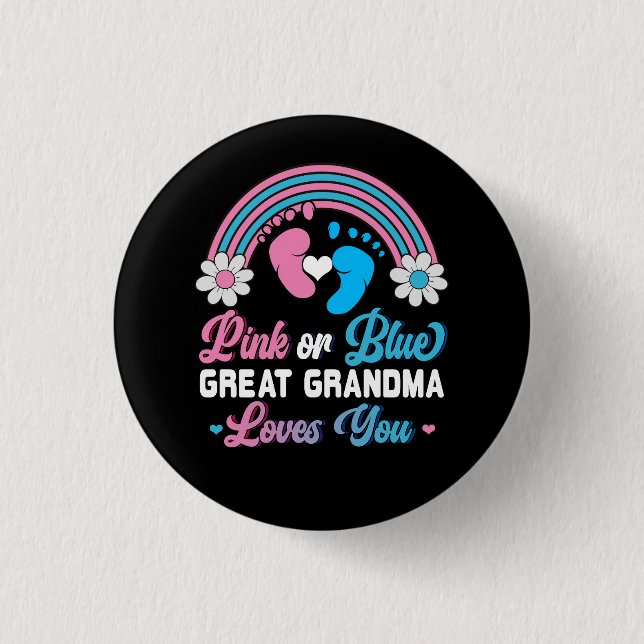 Rosa eller Blue Rainbow Underbar Grandma Kärlek Yo Knapp (Framsida)