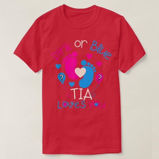 Rosa eller Blue Tia Kärlek du Baby Gender Reveal G T Shirt (Design framsida)