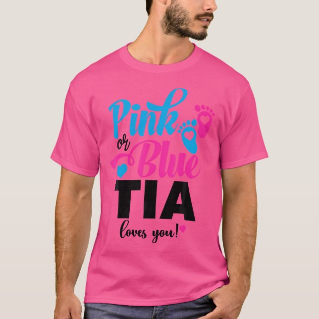 Rosa eller Blue Tia Kärlek du Gender Reveal Baby A T Shirt (Framsida)