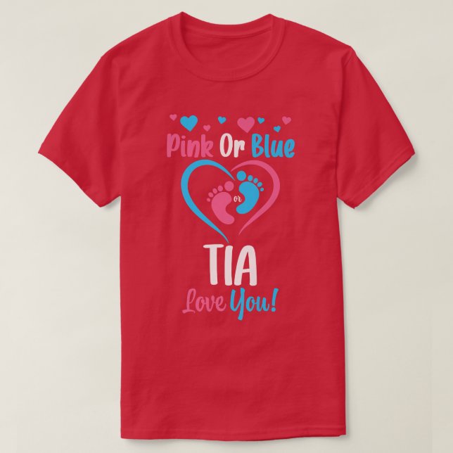 Rosa eller Blue Tia Kärlek You Gender Reveal Annou T Shirt (Design framsida)