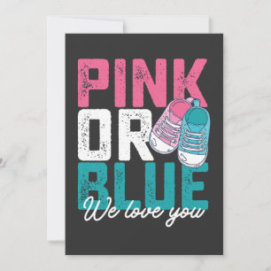 Rosa eller Blue We Kärlek You Gender Reveal Inbjudningar
