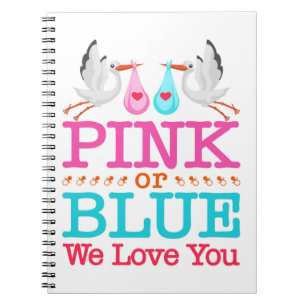 Rosa eller Blue We Kärlek You Gender Reveal Stork Anteckningsbok