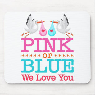 Rosa eller Blue We Kärlek You Gender Reveal Stork Musmatta