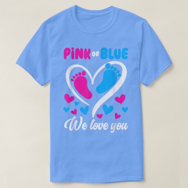Rosa eller Blue We Kärlek You Gender Visa Baby T Shirt (Design framsida)