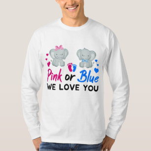 Rosa eller Blue We Kärlek You Mamma Pappa Baby Gen T Shirt