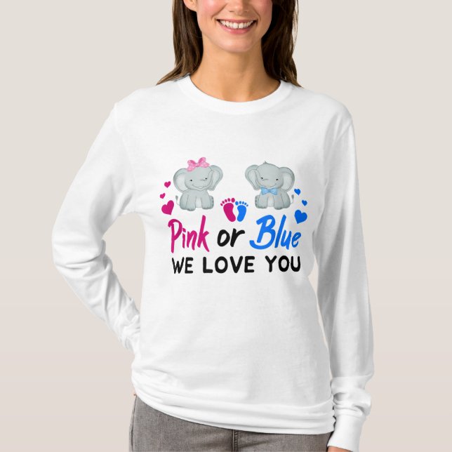 Rosa eller Blue We Kärlek You Mamma Pappa Baby Gen T Shirt (Framsida)