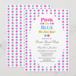 Rosa eller Blue We Kärlek You Snowflake Gender Rev Inbjudningar