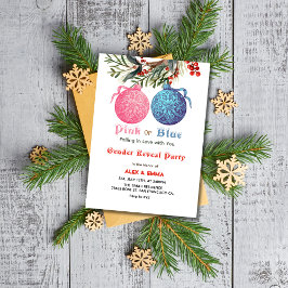 Rosa- eller Blue Winter Gender Reveal Party-inbjud Inbjudningar
