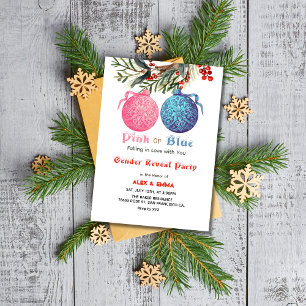 Rosa- eller Blue Winter Gender Reveal Party-inbjud Inbjudningar