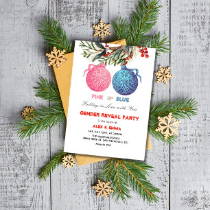Rosa- eller Blue Winter Gender Reveal Party-inbjud Inbjudningar