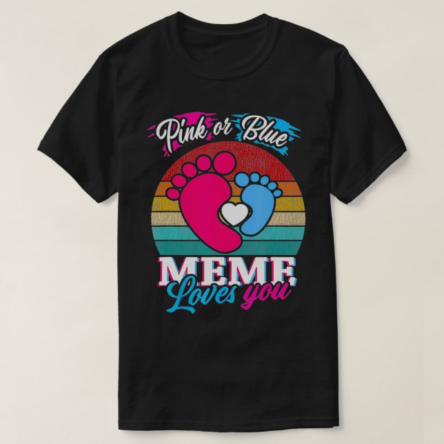 Rosa eller Kärlek med blå nota Mammor Gender Visa T Shirt (Design framsida)