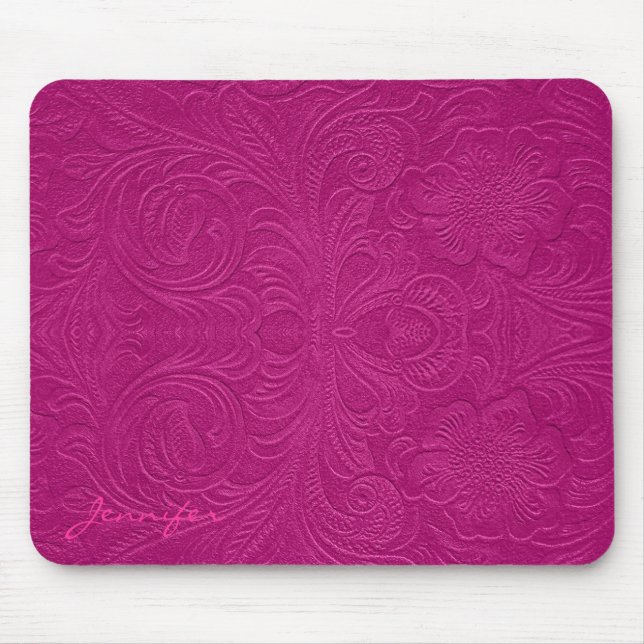 Rosa Embossed Flowers Suede Leather look Musmatta (Framsidan)