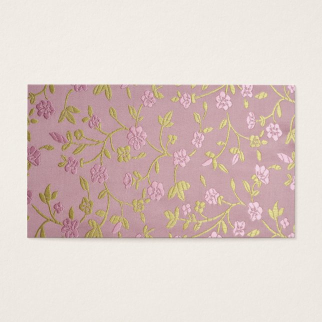 Rosa Embroied Flowers Visitkort (Framsidan)