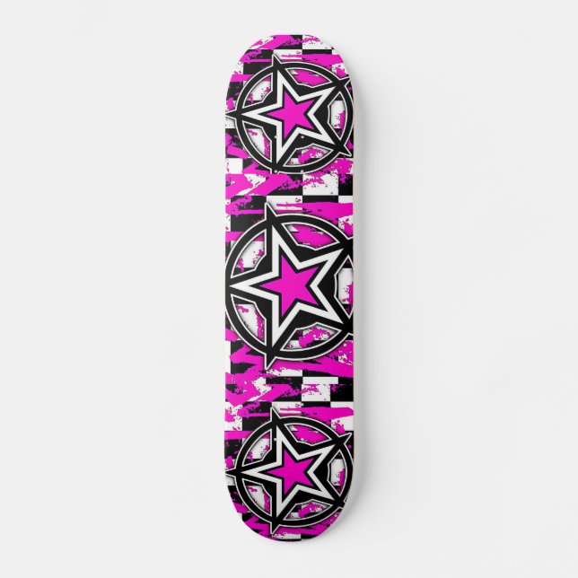Rosa Emo Stars Skateboard av Bradley Boness (Framsida)