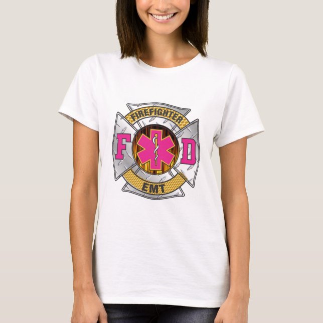 Rosa EMT Firefighter Tee (Framsida)