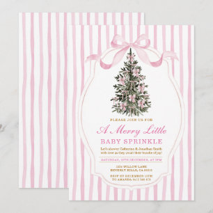 Rosa En Glad Liten Bebis Strössel Julgran Inbjudningar