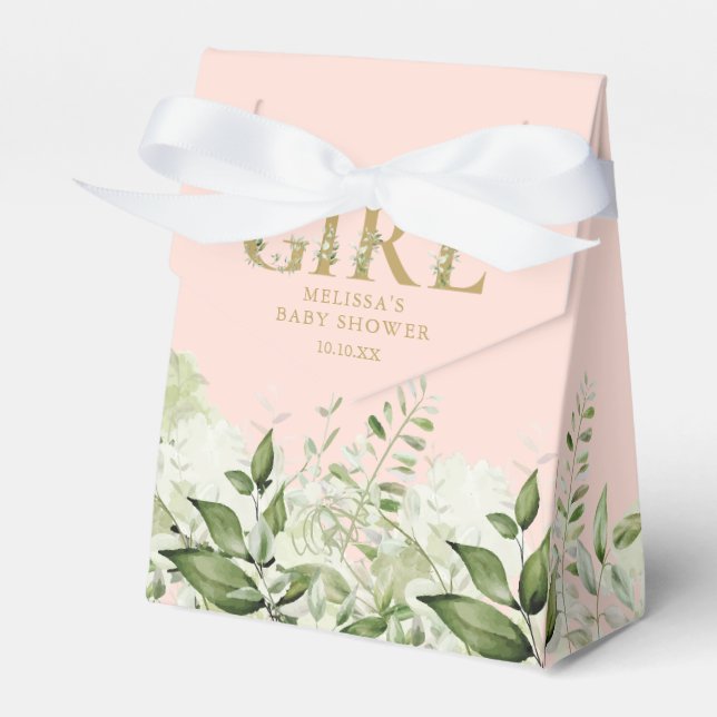  Rosa en Guld-babystövel för en flicka Greenery Presentaskar (Framsidan Sidan)