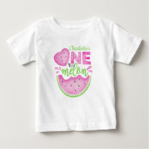 Rosa en-i-en-melon 1-årsdag baby-t-shirt