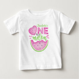 Rosa en-i-en-melon 1-årsdag baby-t-shirt t shirt