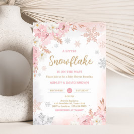 Rosa En liten snöflammande babystövel Inbjudningar