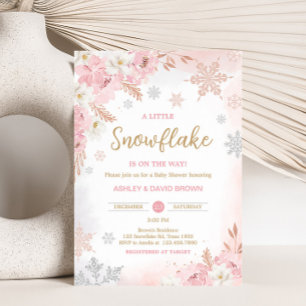 Rosa En liten snöflammande babystövel Inbjudningar