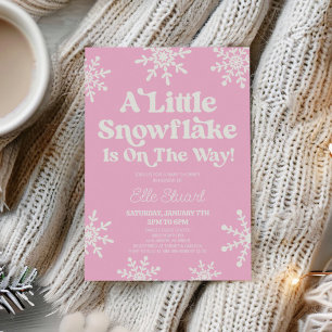 Rosa en liten snöflinga är på väg! Baby Shower Inbjudningar