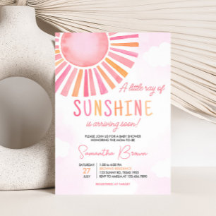 Rosa En Liten Stråle Av Solsken Baby Shower Inbjudningar