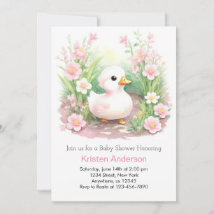 Rosa Enchanted Wildwers Anka Girl Baby Shower Inbjudningar