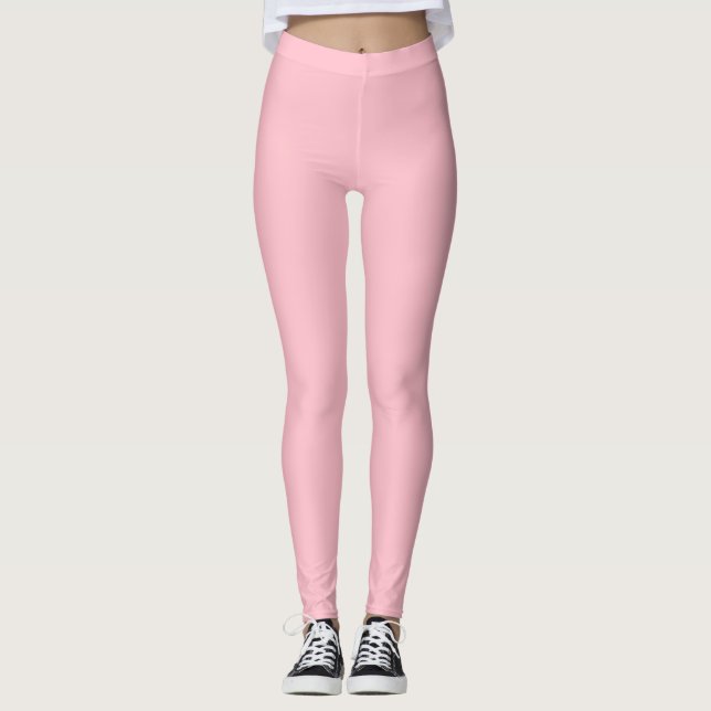 Rosa enfärgad solid enfaldig leggings (Framsida)