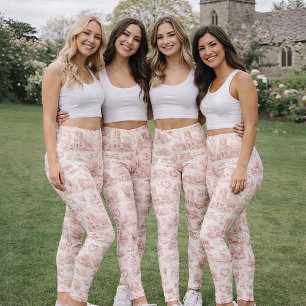 Rosa engelsk bybröllop i akvarellstil leggings